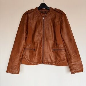 a.n.a Women's Tan | Brown | Faux Leather Jacket Comfort Stretch XL
